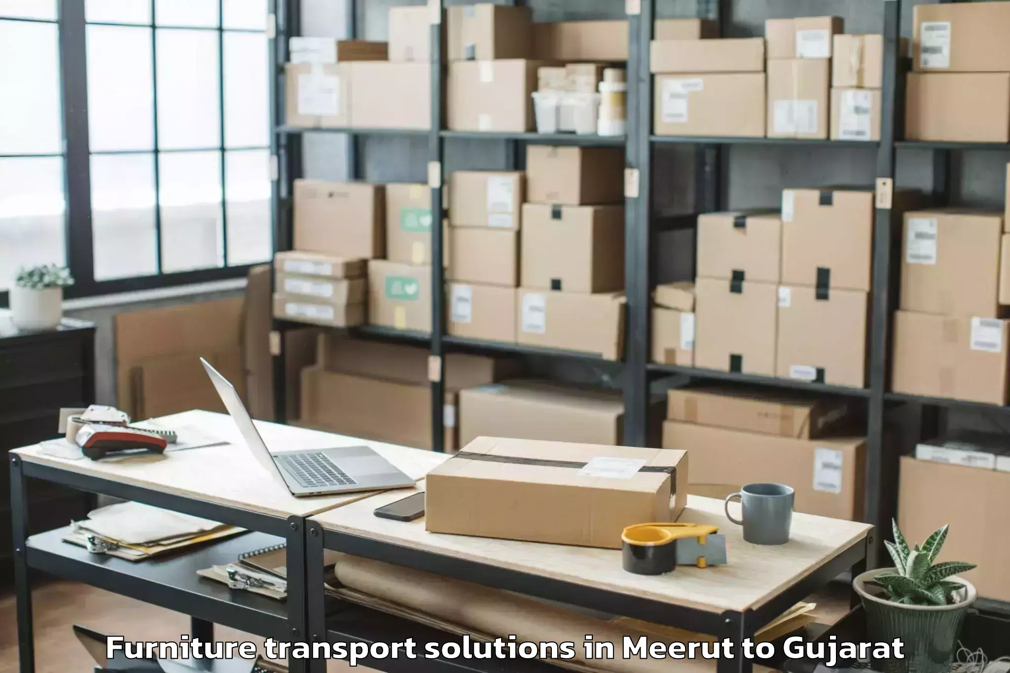 Book Your Meerut to Satlasana Furniture Transport Solutions Today